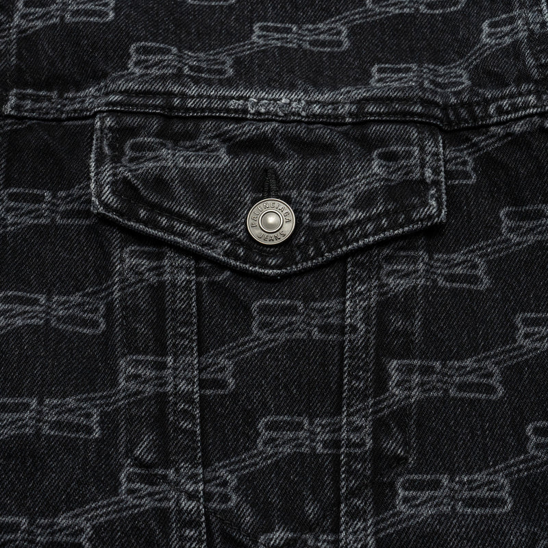 Balenciaga size XS oversized logo-print denim jacket black