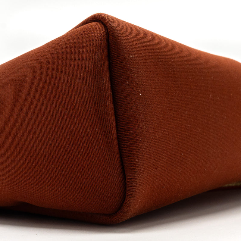 Hermes herbag zip 31 bag canvas / hunter leather Cuvier / orange Mecano/ rouge sellier GHW stamp B