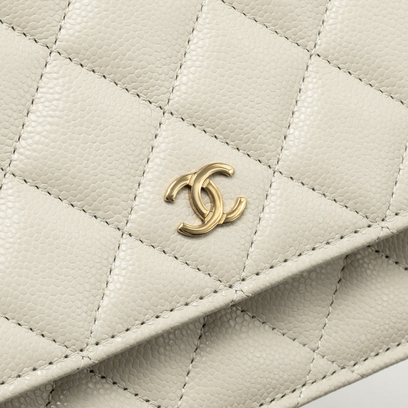 Chanel Classic Wallet on Chain Caviar Creamy White LGHW(microchip)