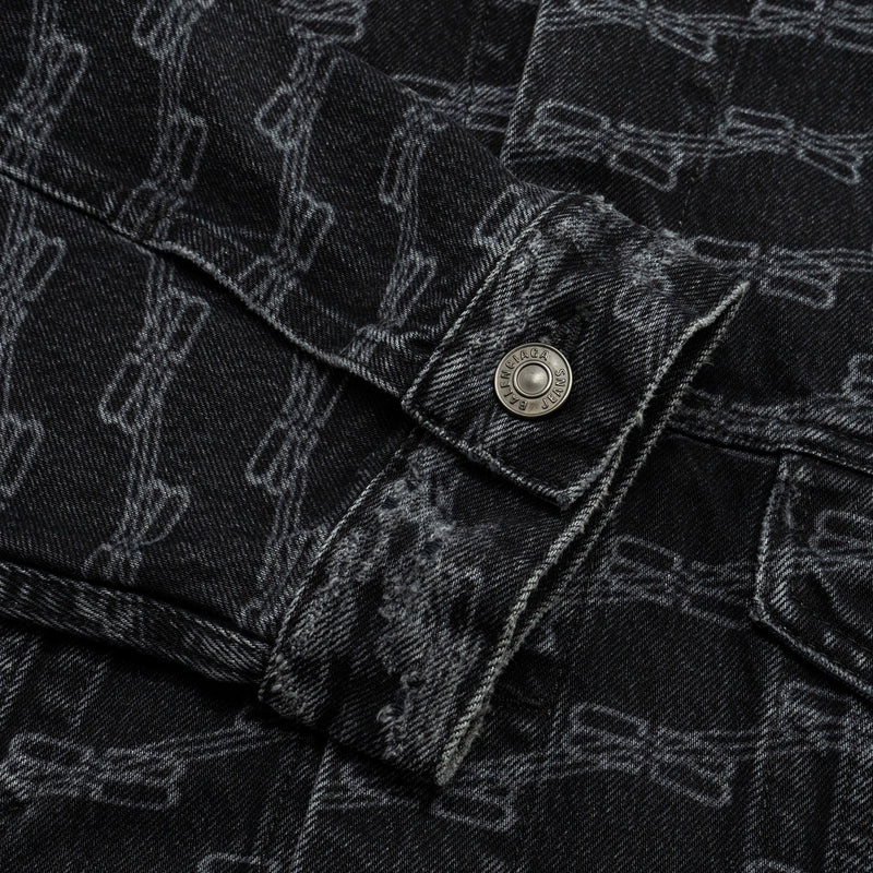 Balenciaga size XS oversized logo-print denim jacket black