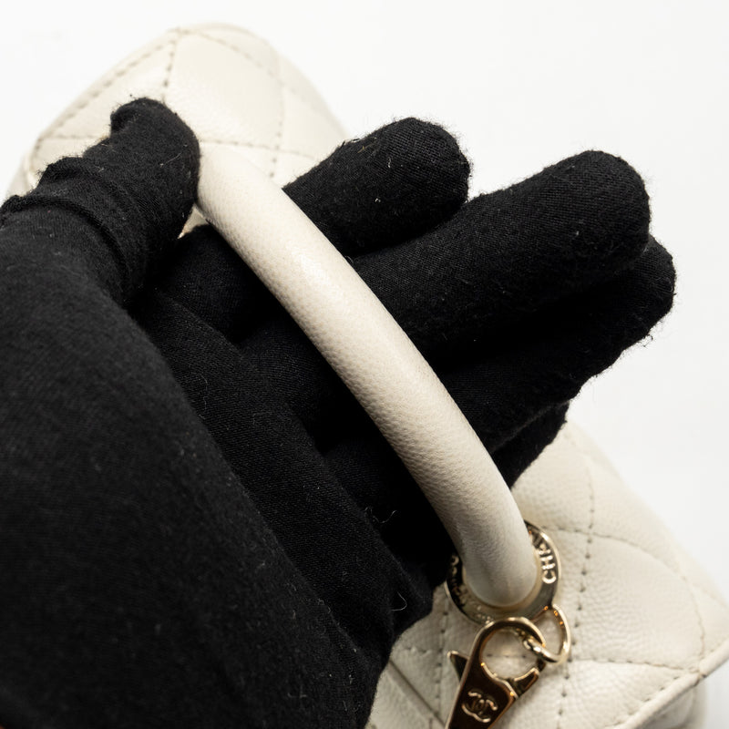 Chanel Mini Coco Handle Caviar White LGHW (microchip)