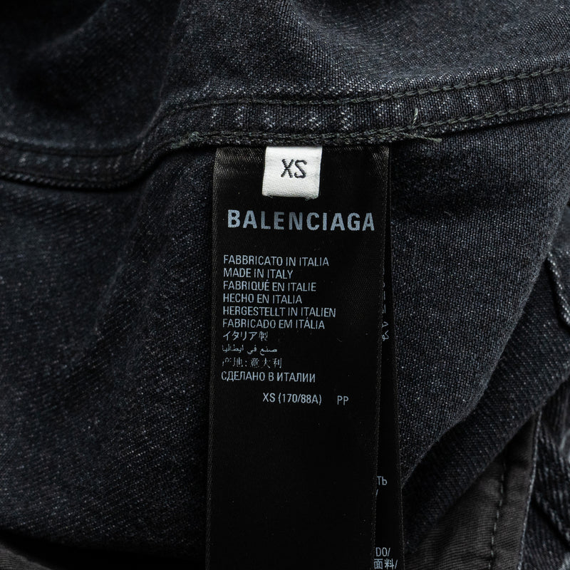 Balenciaga size XS oversized logo-print denim jacket black