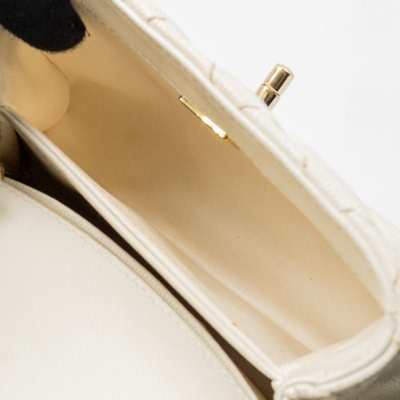 Chanel Mini Coco Handle Caviar White LGHW (microchip)
