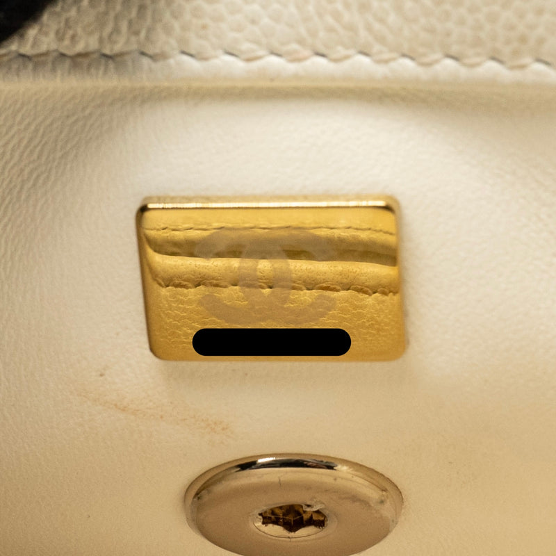 Chanel Mini Coco Handle Caviar White LGHW (microchip)