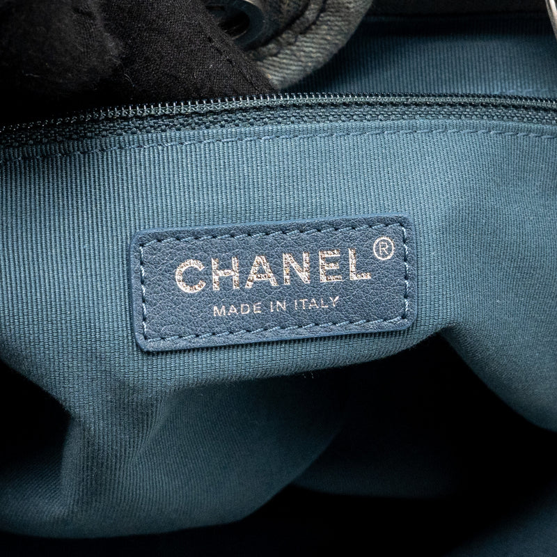 Chanel Deauville Shopping Tote Bag Denim Blue SHW (Microchip)