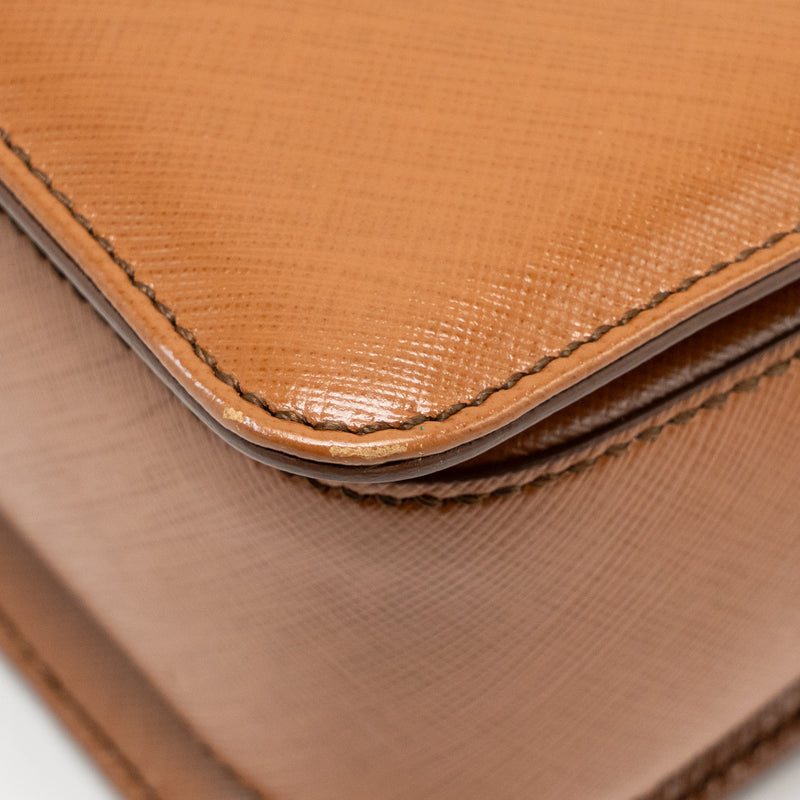 Salvatore Ferragamo Top Handle Gancini Bag Calfskin Tan GHW