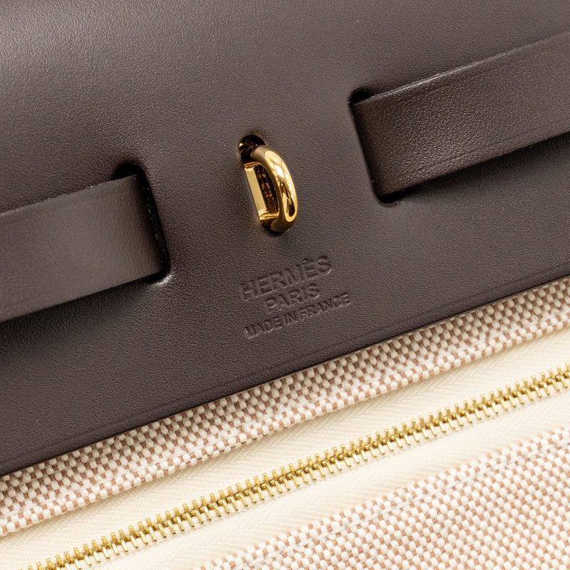 Hermes Herbag 31 Zip Bag Canvas/Leather Ecru/Beige/Ebene GHW Stamp U