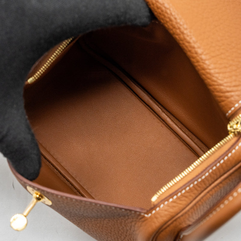 Hermes mini Lindy clemence gold GHW stamp Y
