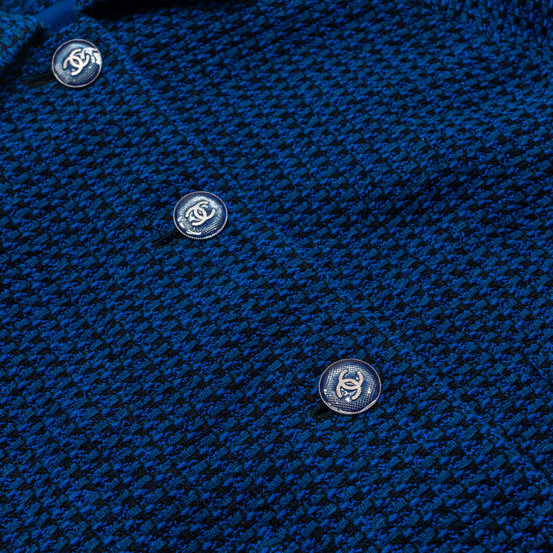 Chanel size 40 22P Blouson jacket cotton/wool/polyamide dark blue