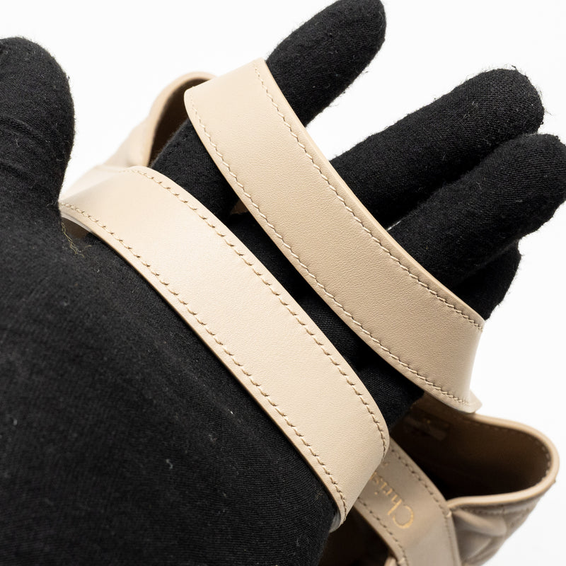 Dior Small Dior Toujours Vertical Tote Bag Macrocannage Calfskin Powder Beige LGHW