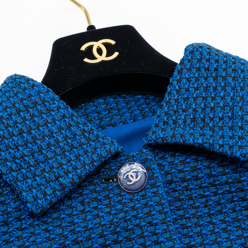 Chanel size 40 22P Blouson jacket cotton/wool/polyamide dark blue