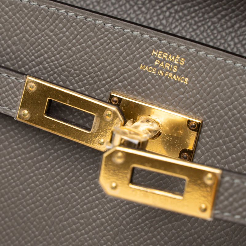 Hermes Kelly To Go Epsom Gris Meyer GHW Stamp U