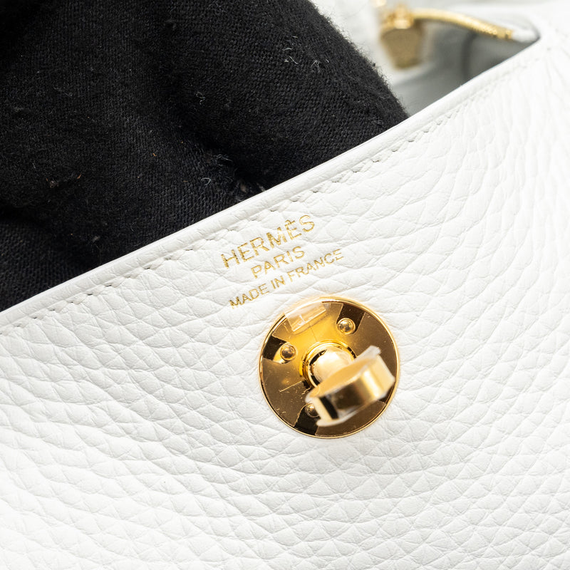 Hermes mini lindy clemence new white GHW stamp B