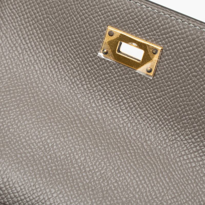 Hermes Kelly To Go Epsom Gris Meyer GHW Stamp U