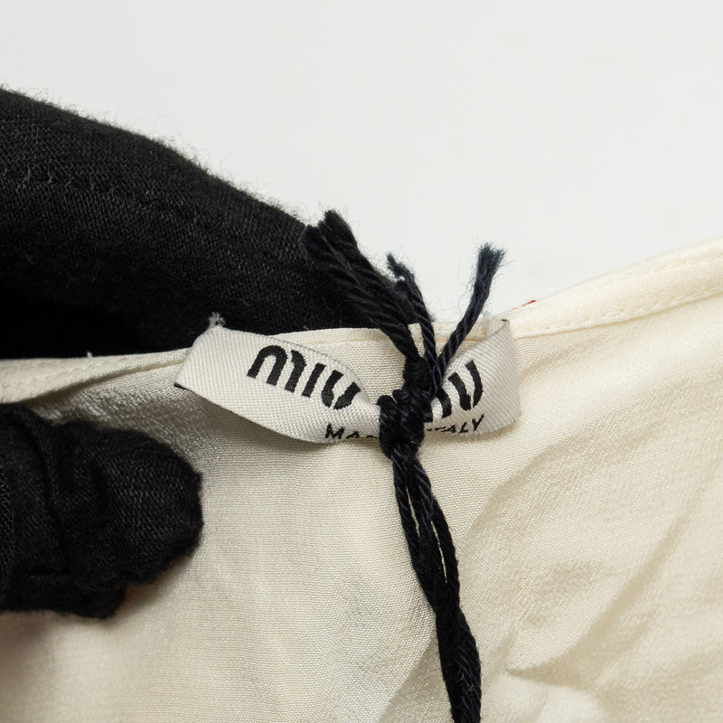 MIU MIU Size 36 Blouse Shirt With Pearl Silk/Cotton White