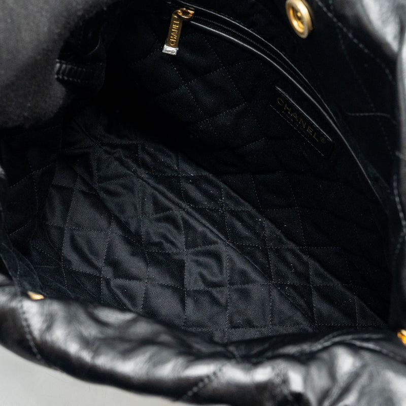 Chanel small 22 bag calfskin black with GHW (microchip)