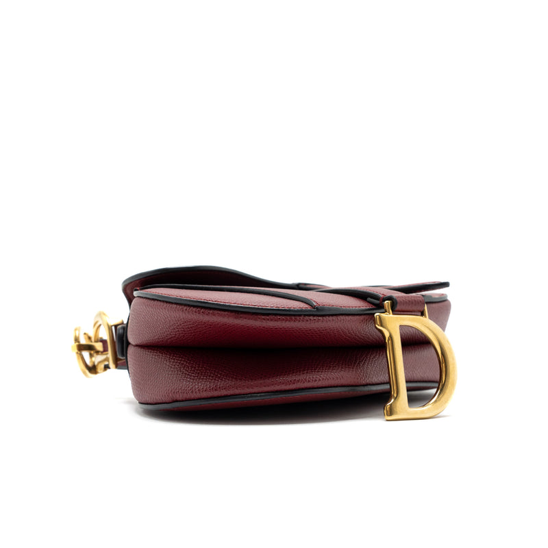 Dior Mini Saddle Bag Grained Calfskin Red GHW