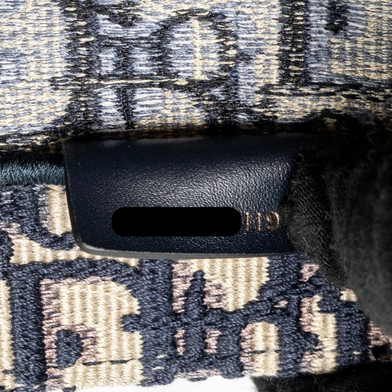 Dior Large Book Tote Oblique Embroidery Ecru/Blue