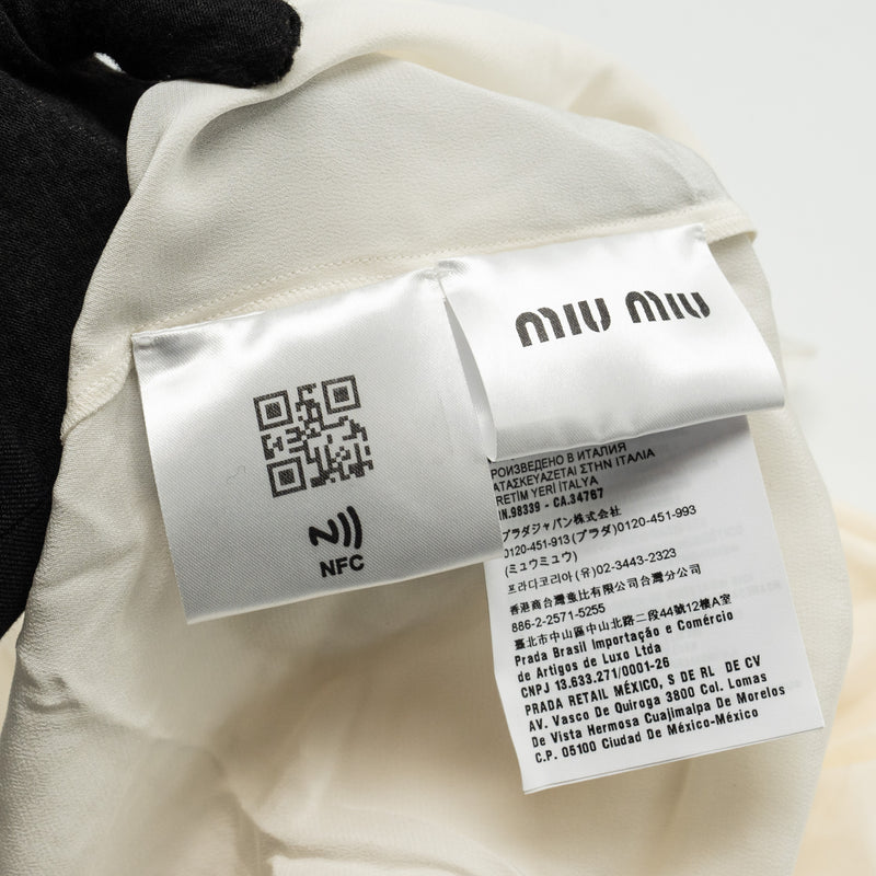 MIU MIU Size 36 Blouse Shirt With Pearl Silk/Cotton White