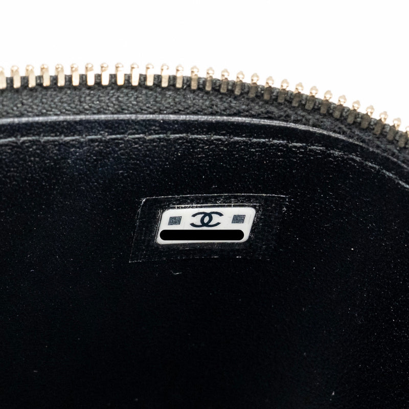 Chanel Top Handle Long Vanity Case with Chain Lambskin Black LGHW (microchip)