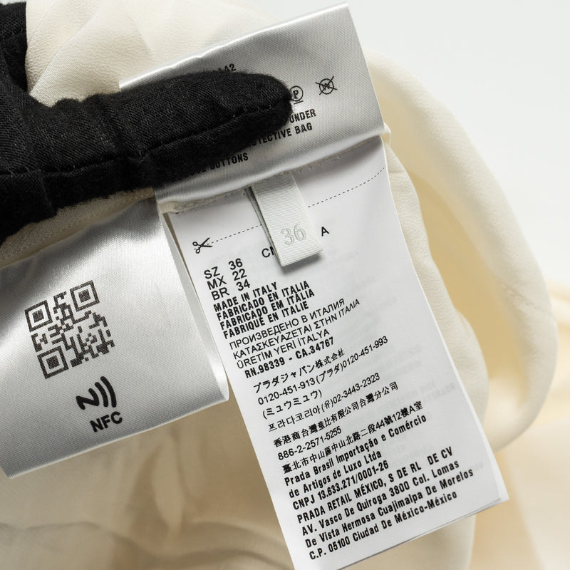 MIU MIU Size 36 Blouse Shirt With Pearl Silk/Cotton White