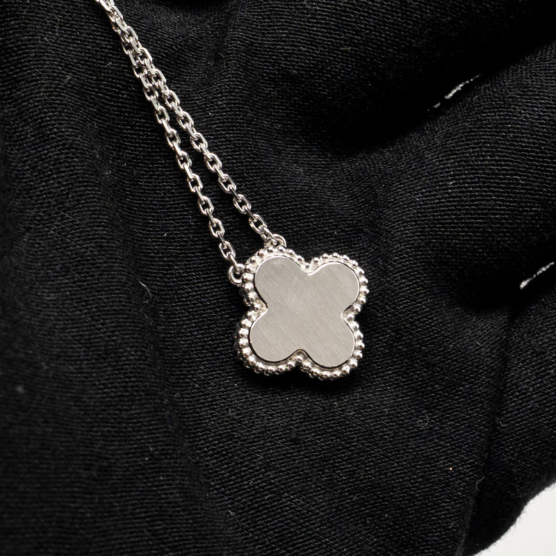 Van Cleef & Arpels Vintage Alhambra Pendant White Gold, Guilloche Rose Gold, Diamond
