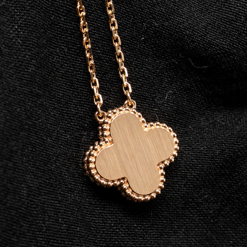 Van Cleef & Arpels 2025 Holiday Pendant Pink Mother of Pearl Rose Gold with Diamond