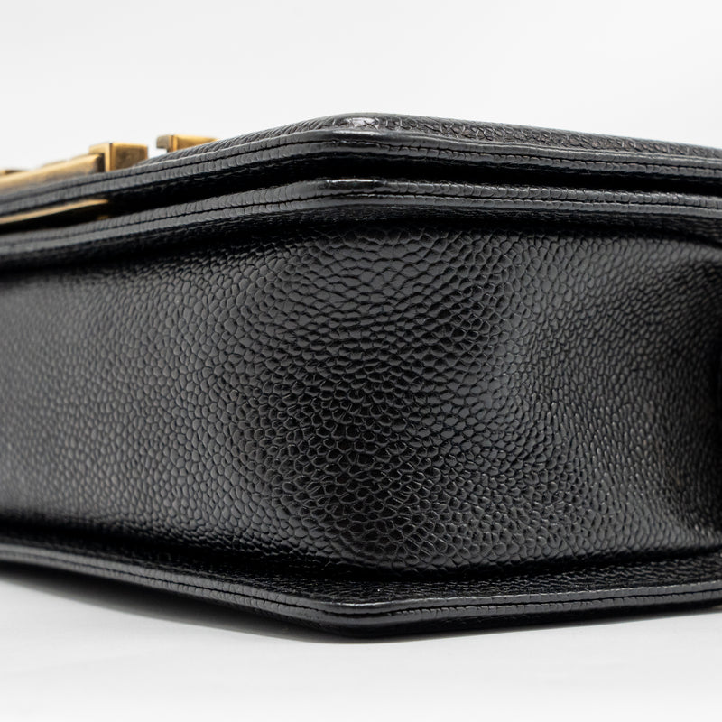 Chanel Small boy bag grained calfskin black GHW