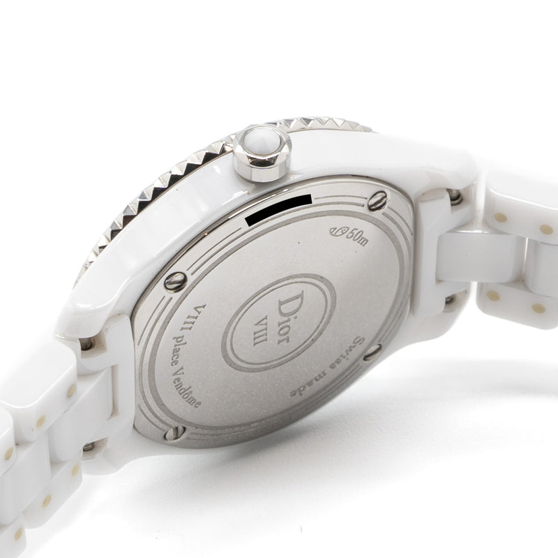 Dior VIII Watch Ceramic Diamonds 28mm Quartz White Dial CD1221E4C001