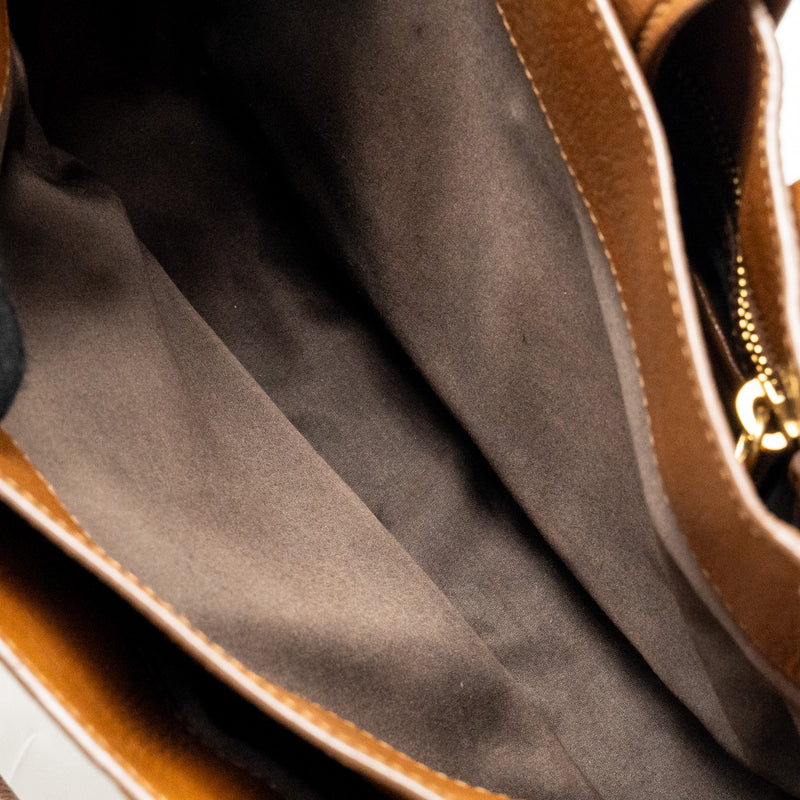 Miu Miu Madras Tote Bag Calfskin Brown GHW