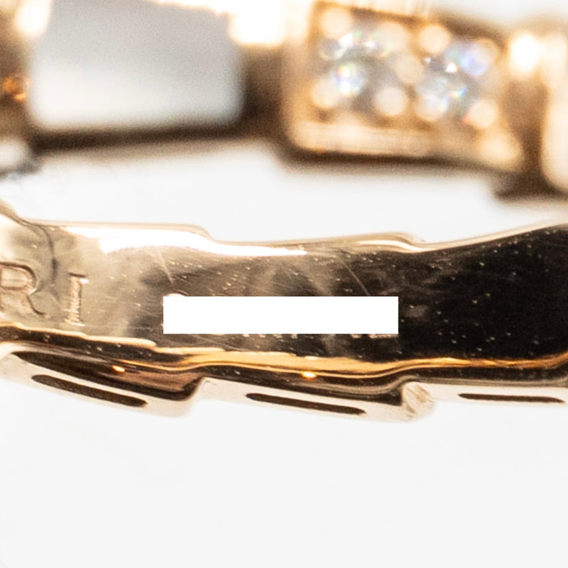 Bvlgari Size 55 Serpenti Viper Ring Mother of Pearl, Rose Gold with Diamonds