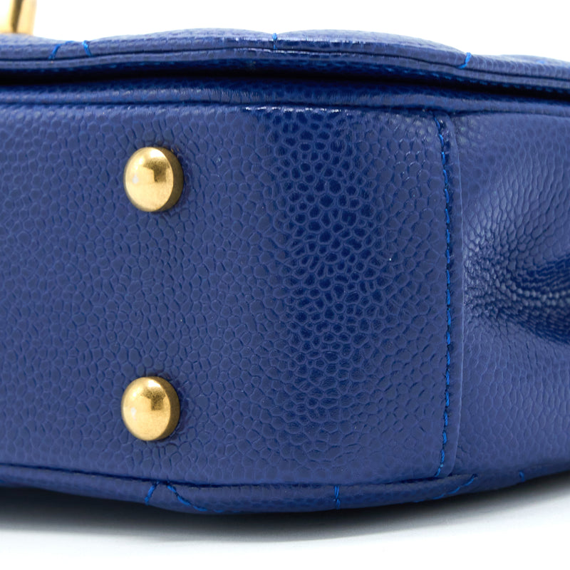 Chanel Top Handle Quilted Flap Bag Caviar Blue GHW