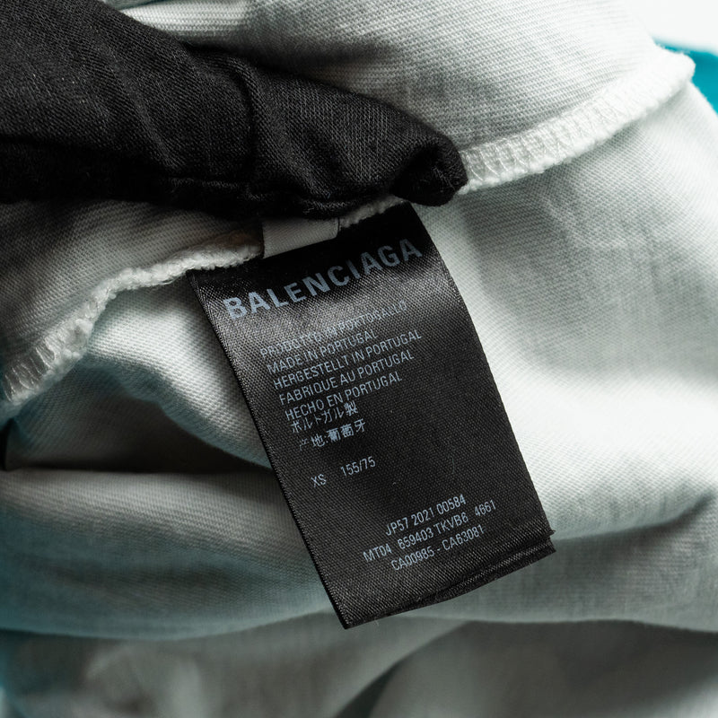 Balenciaga size XS ripped oversized logo hoodie blue