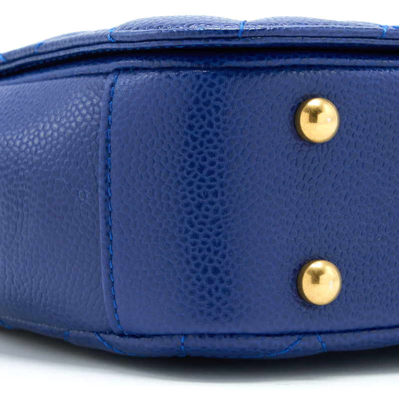 Chanel Top Handle Quilted Flap Bag Caviar Blue GHW