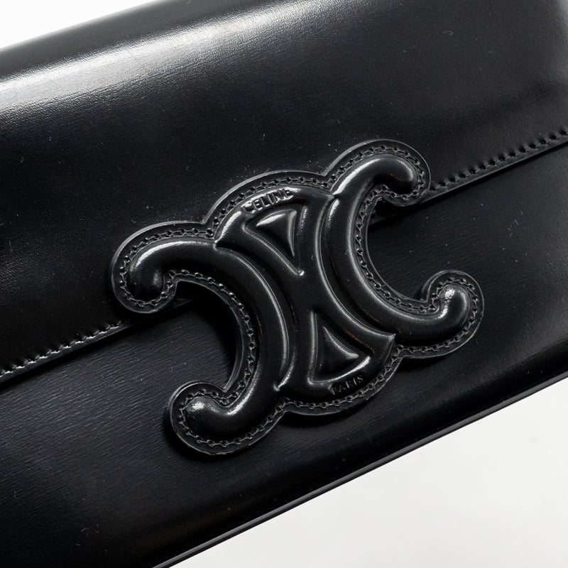 Celine Cuir Triomphe Chain Shoulder Bag Shiny Calfskin Black GHW