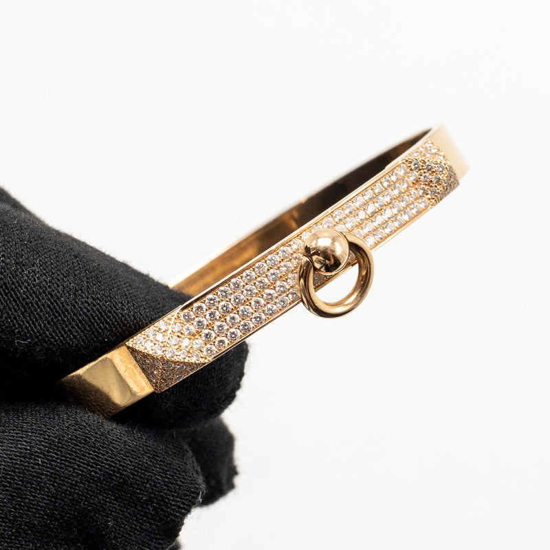 Hermes Size SH Collier de Chien Bracelet, Small Model, Rose Gold/Diamonds