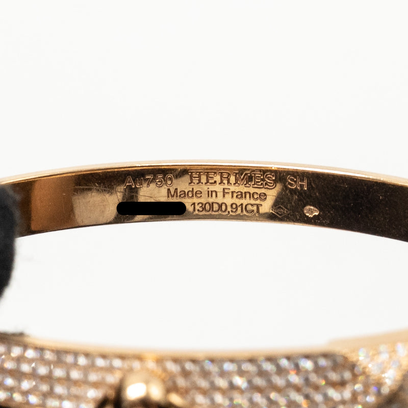 Hermes Size SH Collier de Chien Bracelet, Small Model, Rose Gold/Diamonds