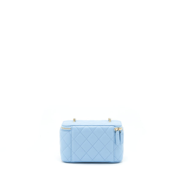 Chanel 22S Pearl Crush Long Vanity With Chain Lambskin Blue GHW
