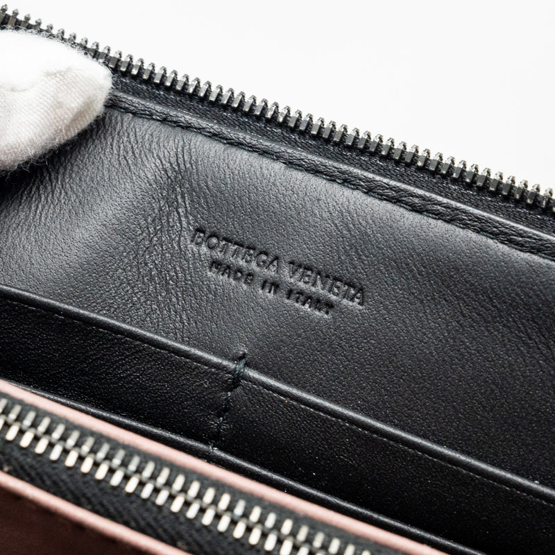 Bottega Veneta small zip clutch with chain lambskin black ruthenium hardware