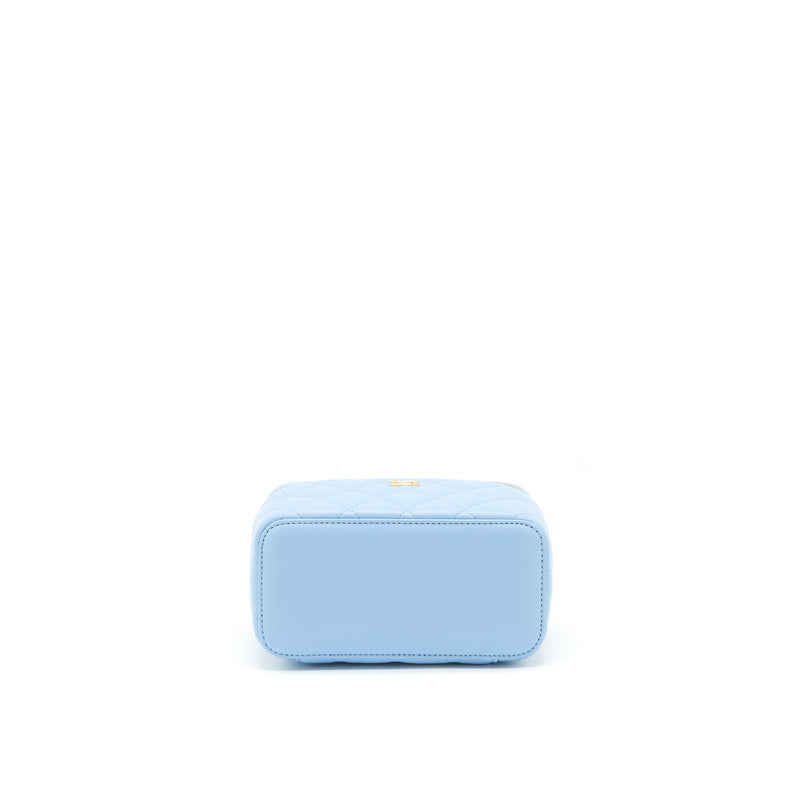 Chanel 22S Pearl Crush Long Vanity With Chain Lambskin Blue GHW