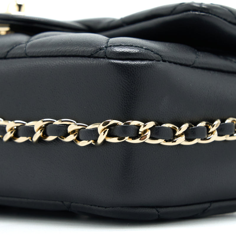 Chanel Pearl Chain Flap Bag Quilted Lambskin Black LGHW