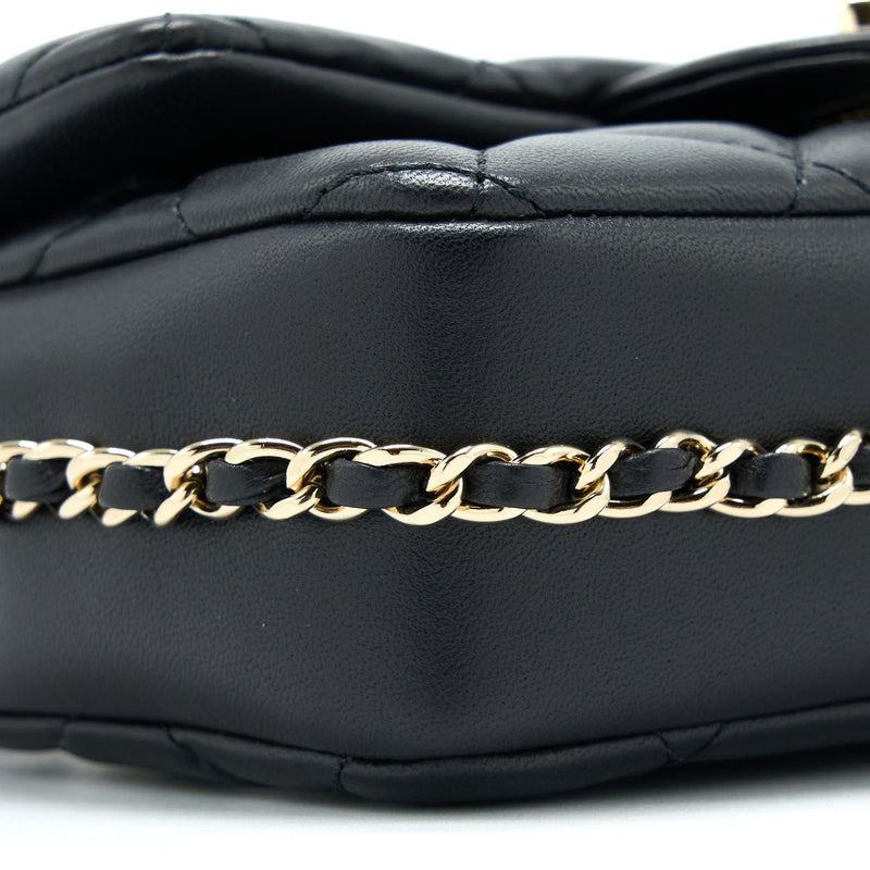 Chanel Pearl Chain Flap Bag Quilted Lambskin Black LGHW