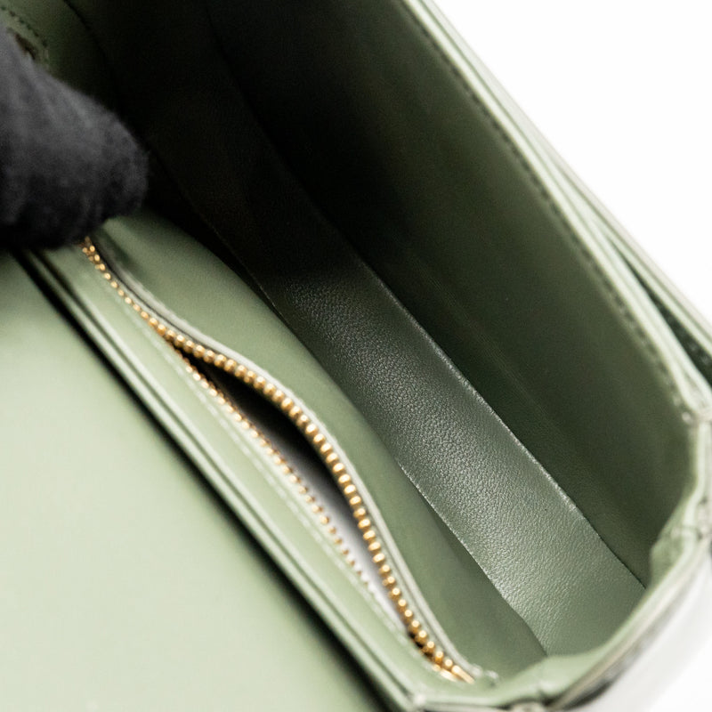 Celine Besace Clea Triomphe Chain Bag Shiny Calfskin Green GHW