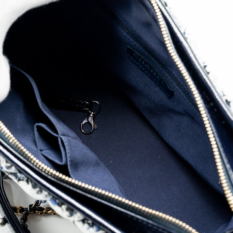 Chanel Gabrielle Hobo Bag Chevron PVC/Tweed Multicolour with Multicolour Hardware