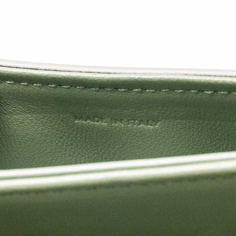 Celine Besace Clea Triomphe Chain Bag Shiny Calfskin Green GHW