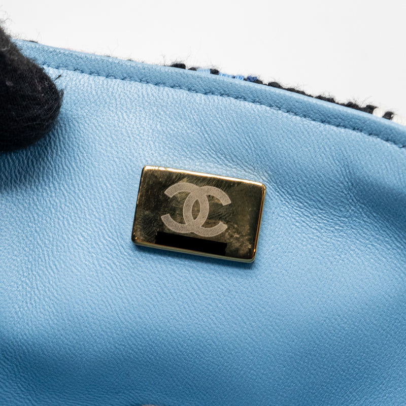 Chanel mini rectangular flap bag tweed black multicolour LGHW (microchip)