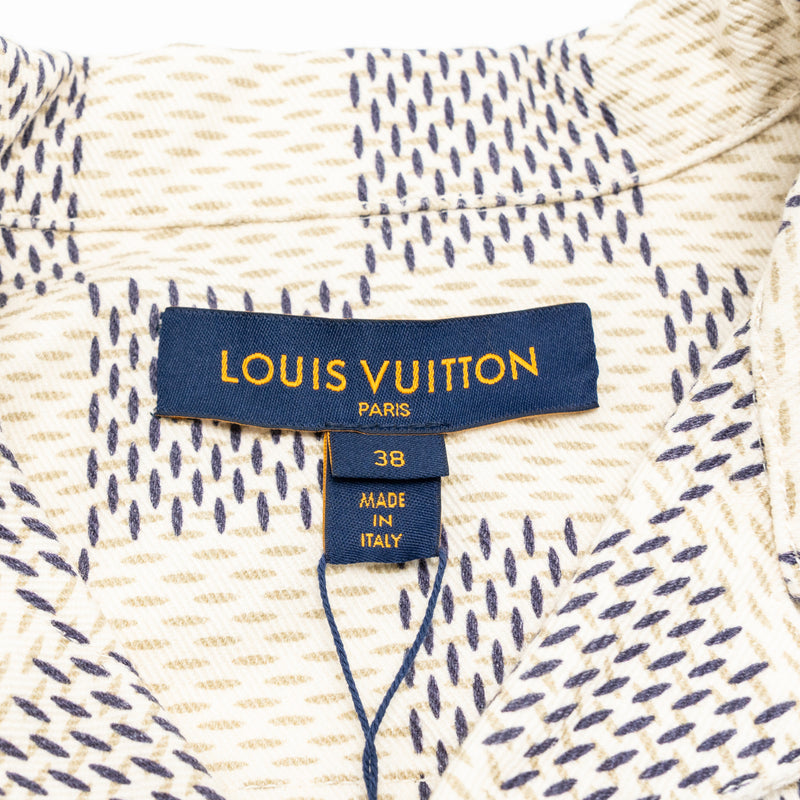 Louis Vuitton size 38 denim trucker jacket damier Azur/cotton White