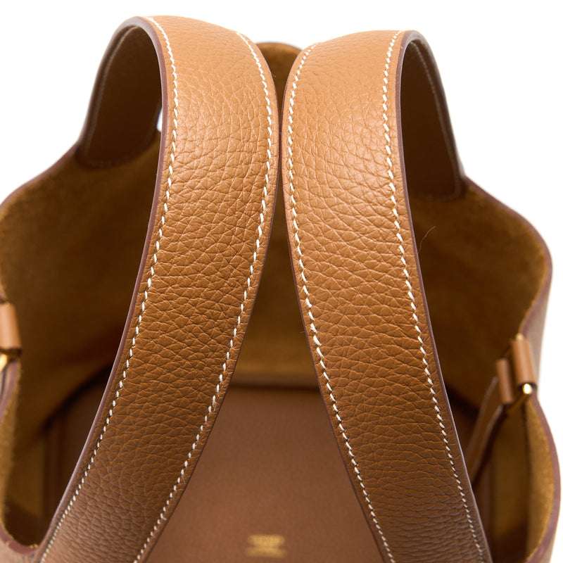 Hermes Picotin 22 Lock Bag Clemence Gold GHW Stamp U