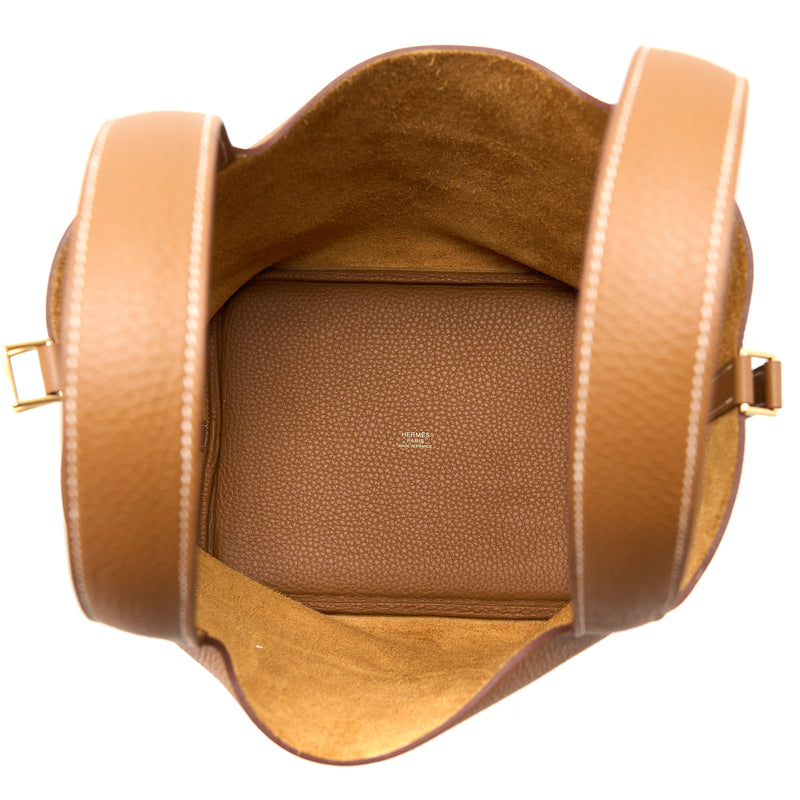 Hermes Picotin 22 Lock Bag Clemence Gold GHW Stamp U