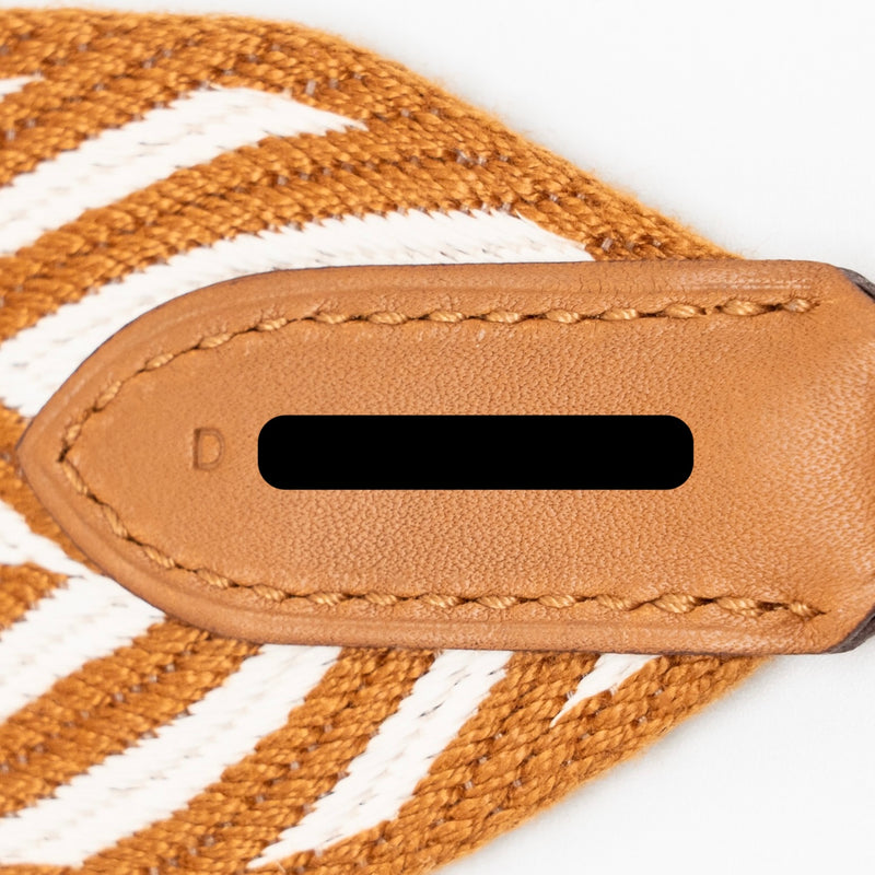 Hermes 90cm Sangle Zigzag Shoulder Strap 50mm Width Canvas/Swift Gold/ Blanc SHW Stamp D